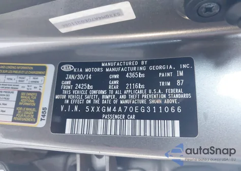 2014 Kia Optima Lx from USA, damaged, VIN 5XXGM4A70EG311066